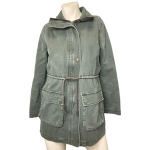 OLD NAVY Cargo Canvas Utility Semi-Distressed Jacket Coat in Army Green, S